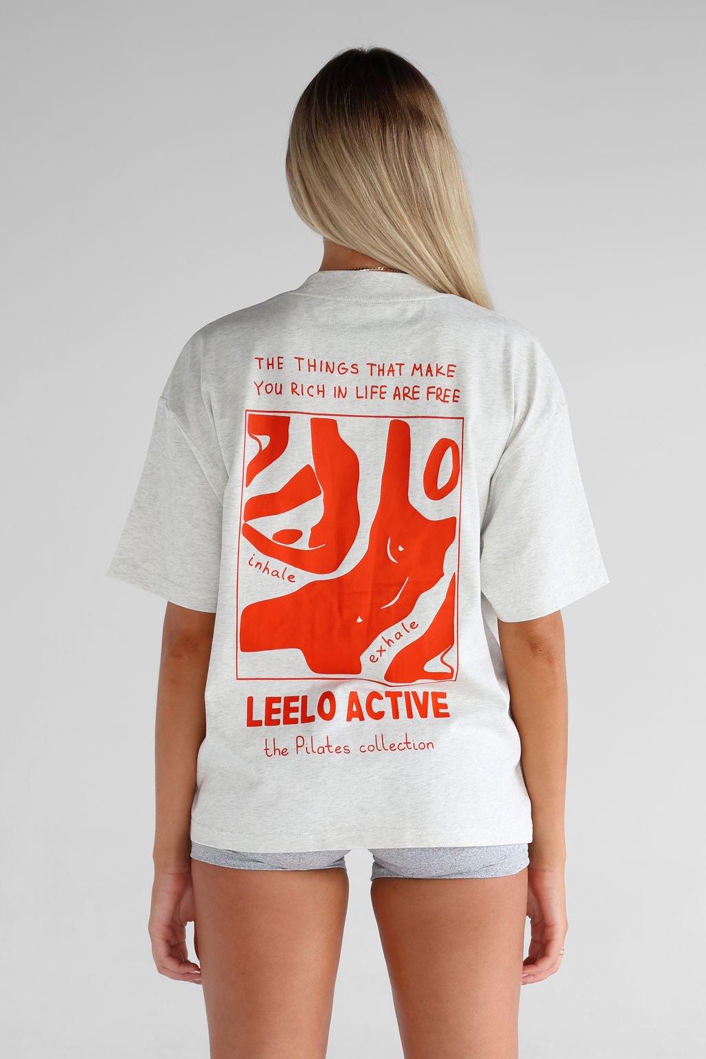 V2 Pilates Collection Boyfriend Tee - Oatmeal - LEELO ACTIVE