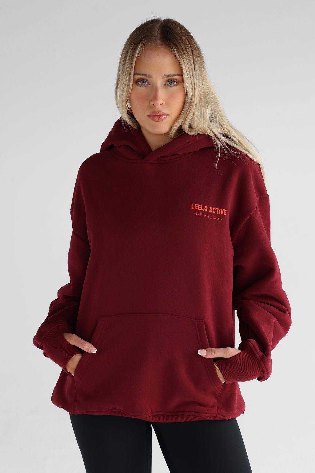 V2 The Pilates Collection Hoodie - Cherry Cola - LEELO ACTIVE