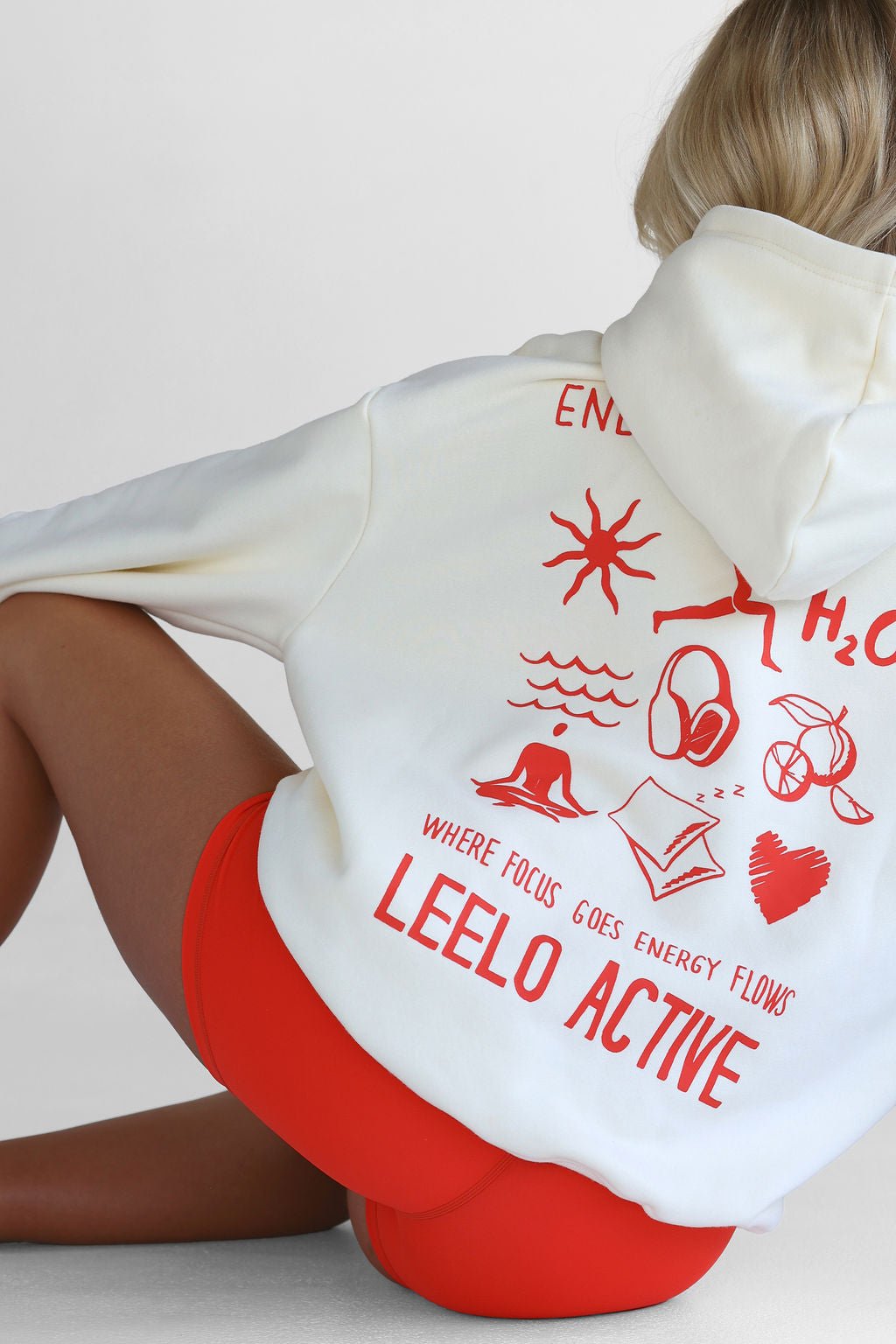 V3 Pilates Collection Boyfriend Hoodie - Cream - LEELO ACTIVE