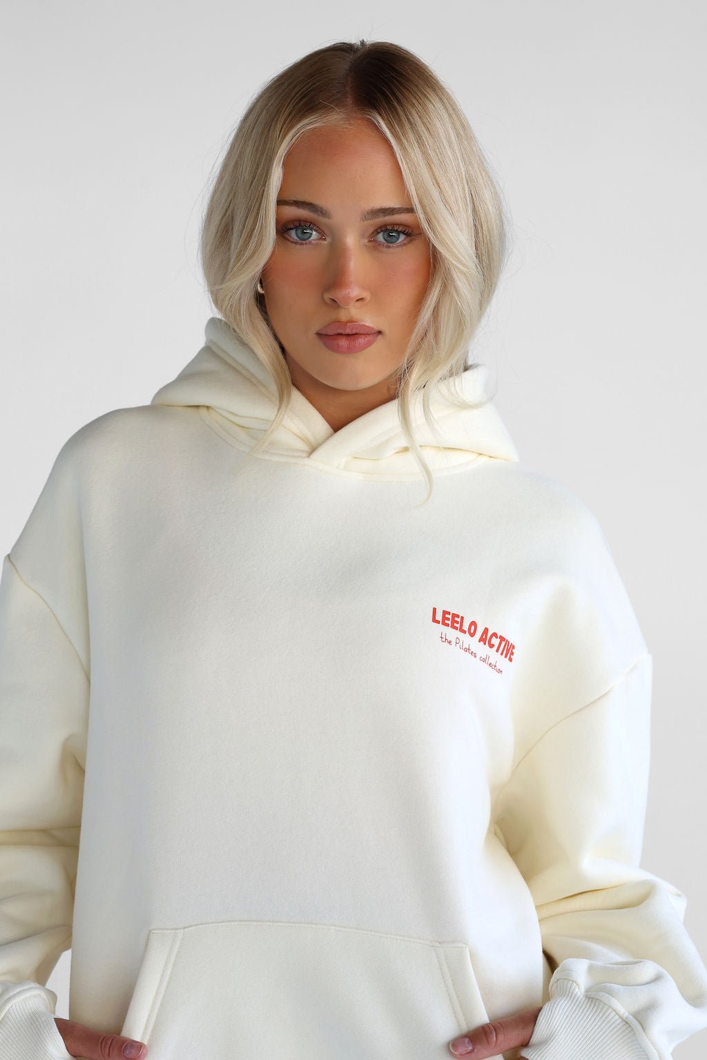 V3 Pilates Collection Boyfriend Hoodie - Cream - LEELO ACTIVE