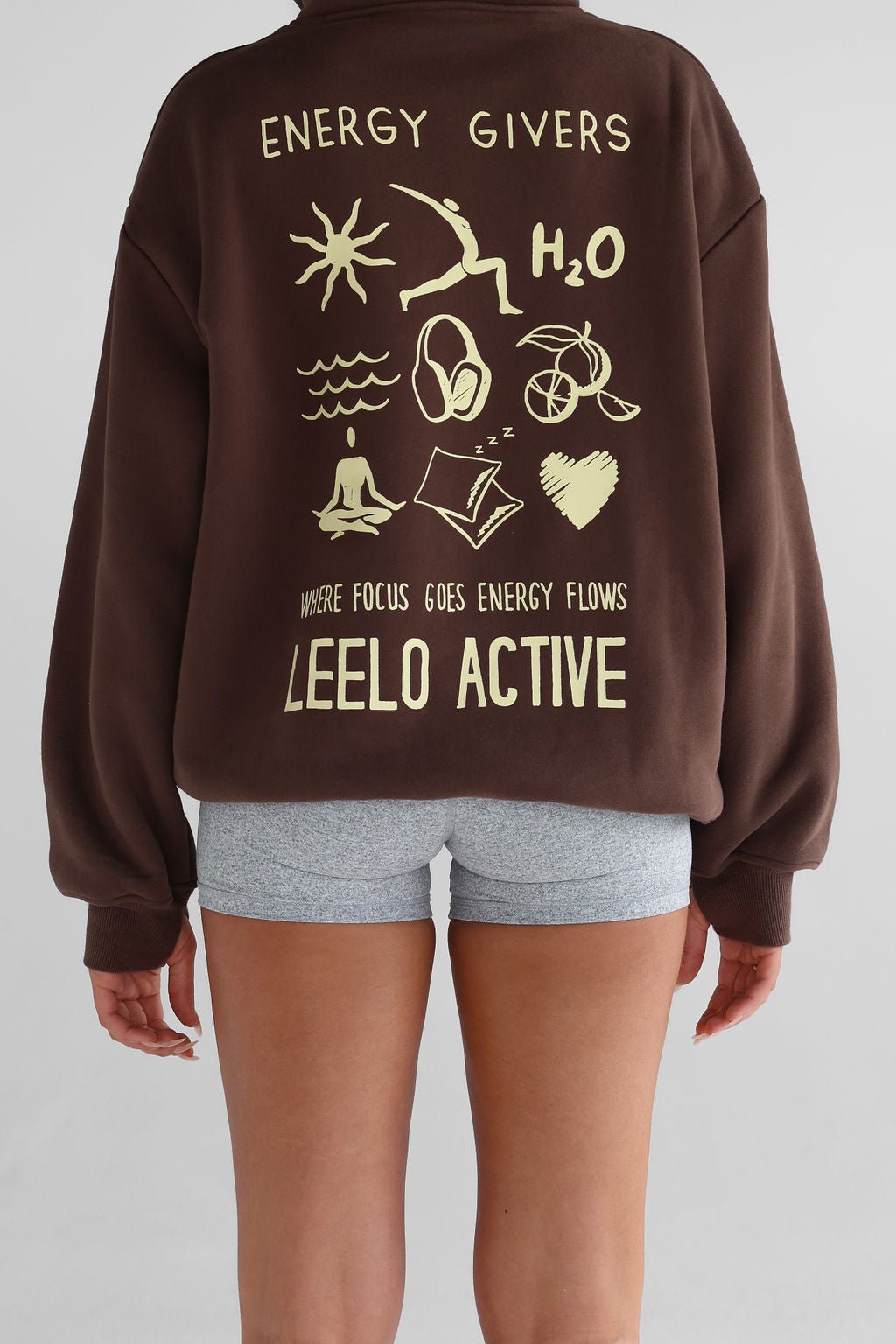 V3 Pilates Collection Boyfriend Hoodie - Dark Chocolate - LEELO ACTIVE