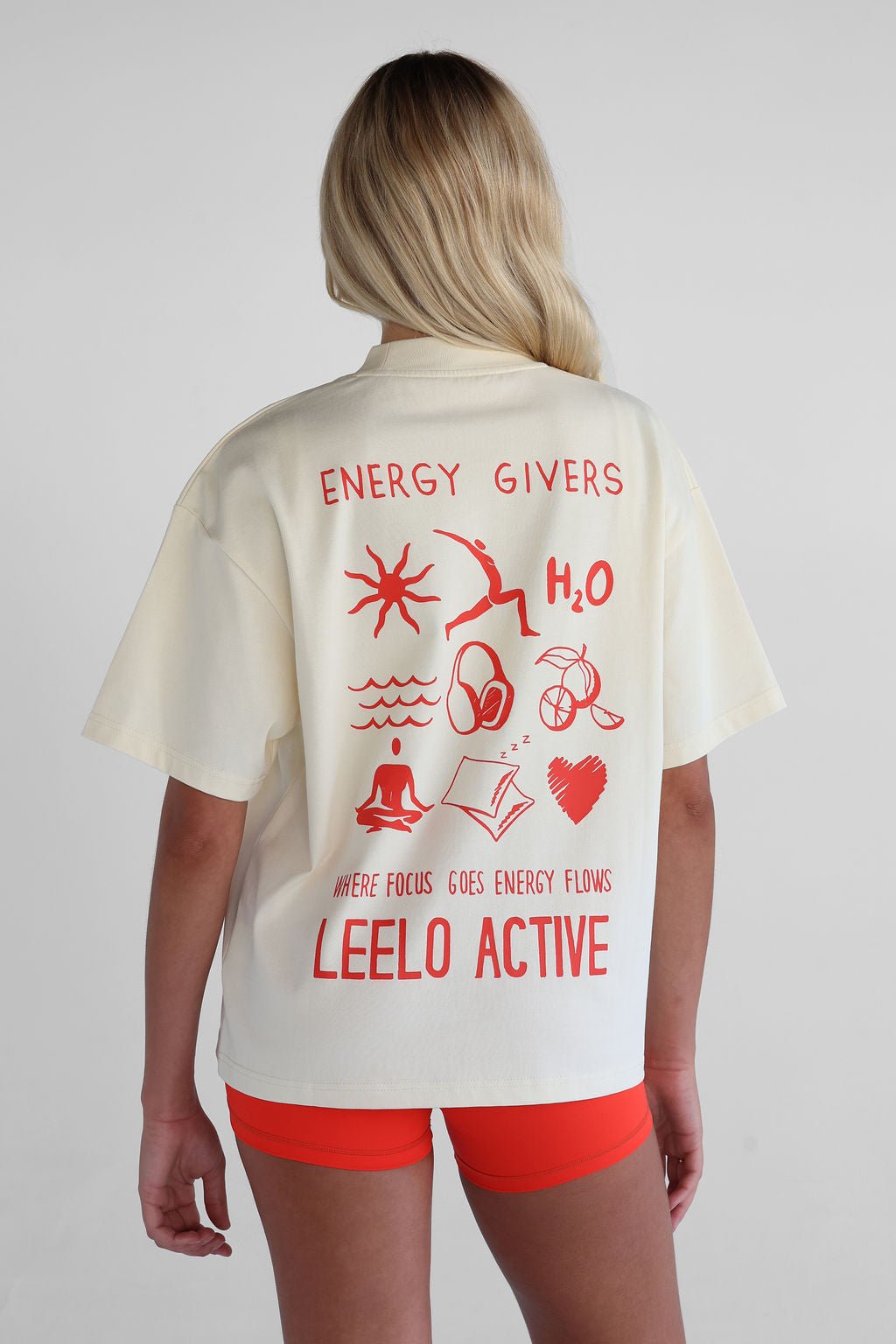 V3 Pilates Collection Boyfriend Tee - Cream - LEELO ACTIVE