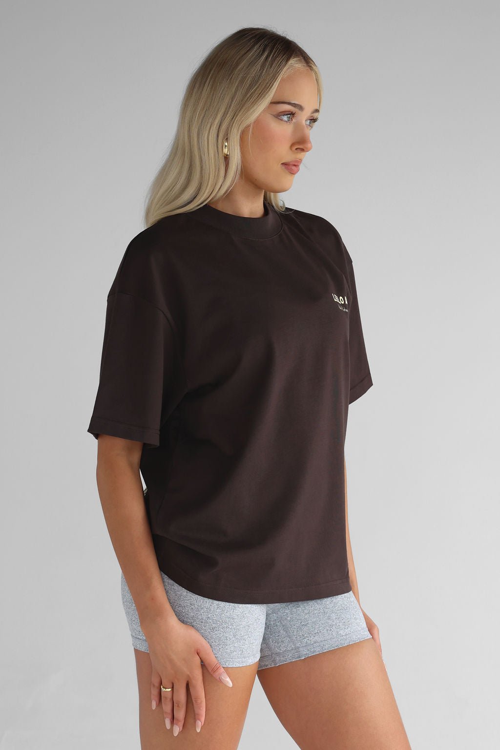 V3 Pilates Collection Boyfriend Tee - Dark Chocolate - LEELO ACTIVE