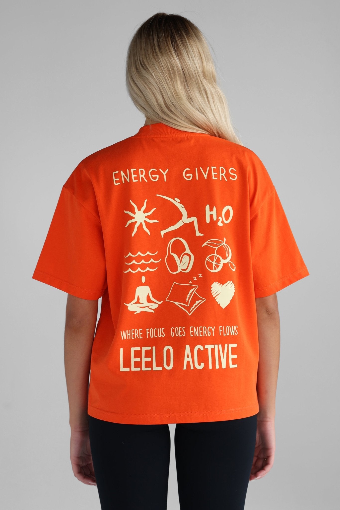 V3 Pilates Collection Boyfriend Tee - Orange - LEELO ACTIVE