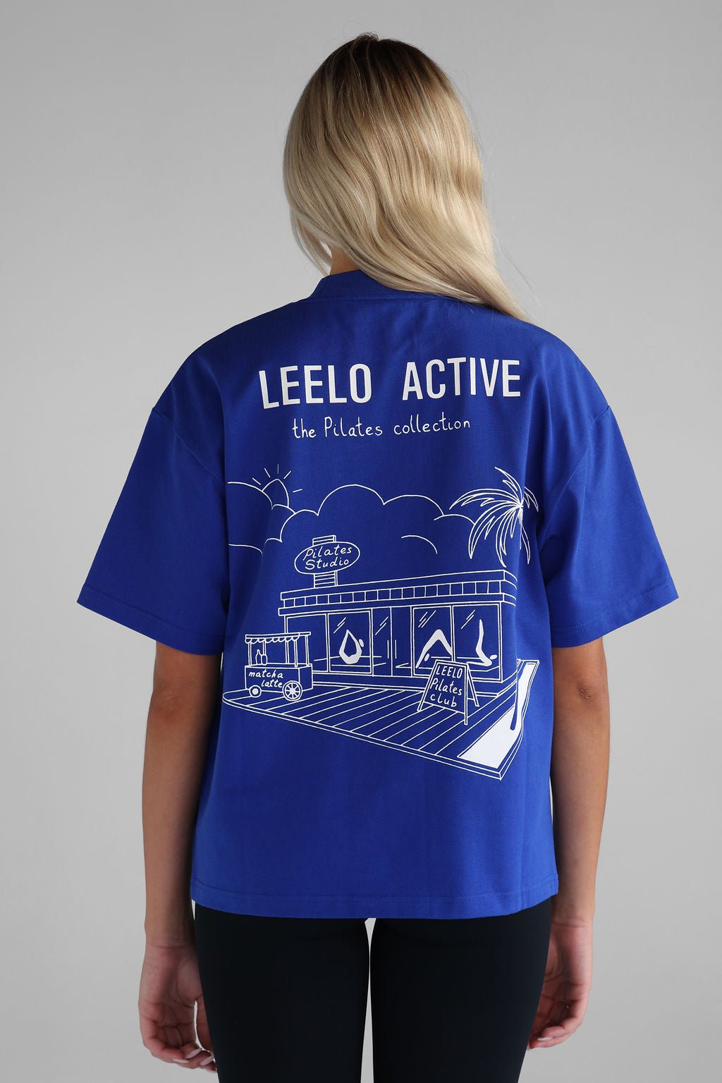 V4 Pilates Collection Studio Tee - Cobalt - LEELO ACTIVE