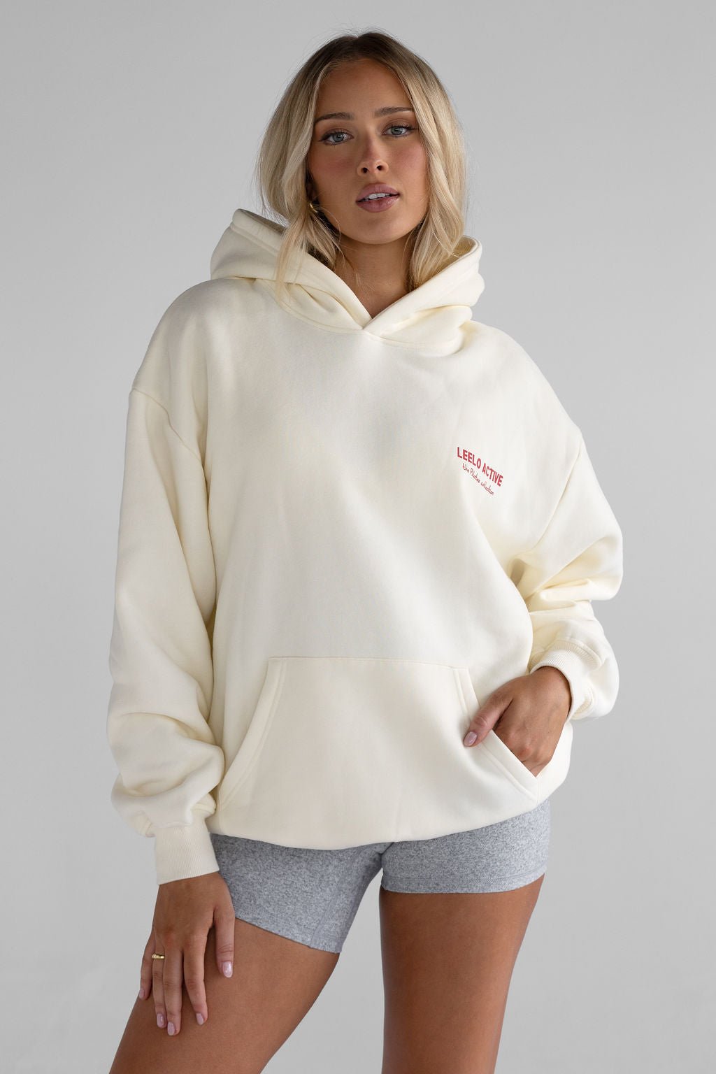 V6 Chilli Pilates Collection Hoodie - Cream - LEELO ACTIVE