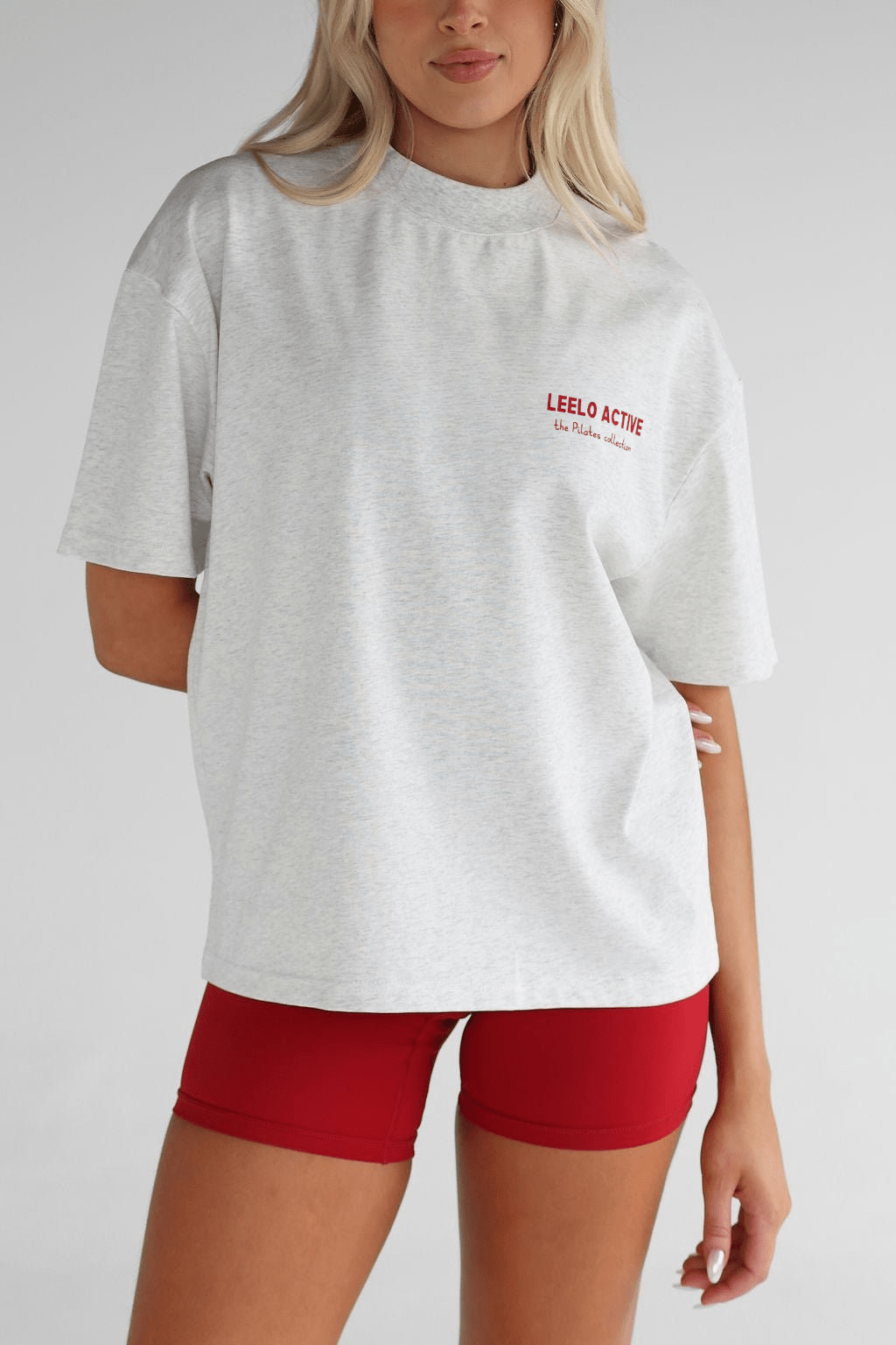 V6 Pilates Collection Chilli Tee - Oatmeal - LEELO ACTIVE