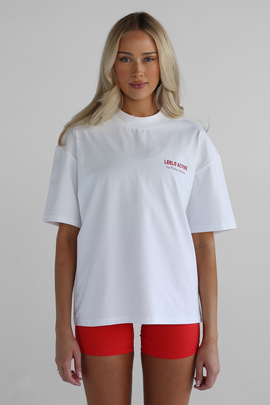 V6 Pilates Collection Chilli Tee - White - LEELO ACTIVE