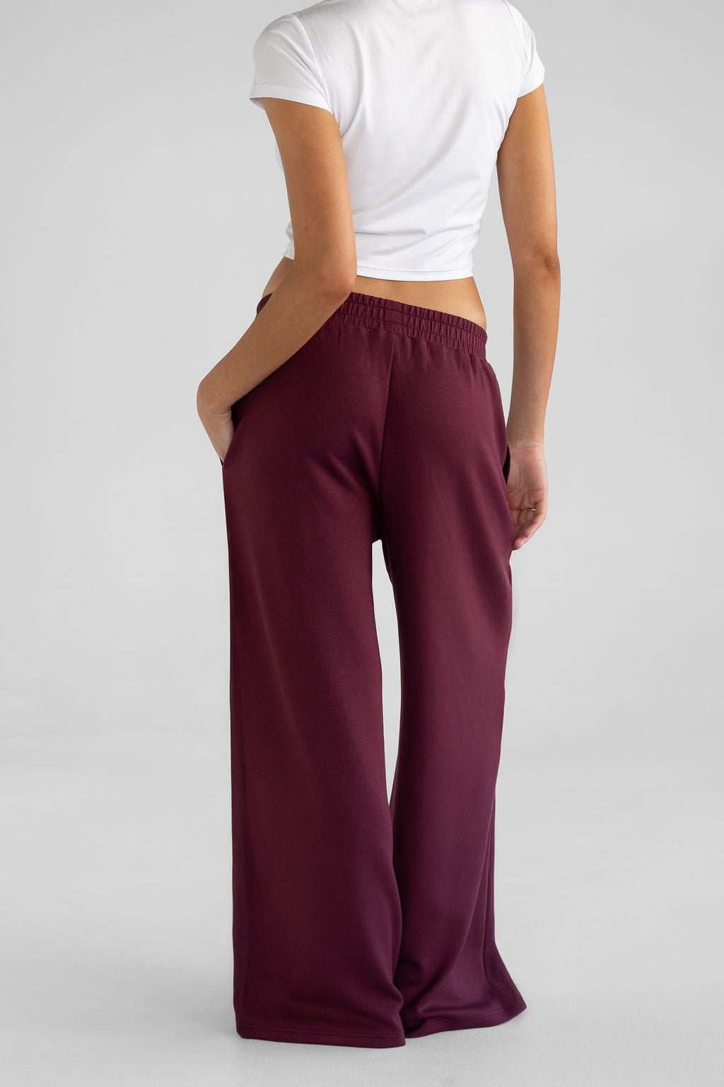 Wide Leg Pants - Cherry Cola - LEELO ACTIVE