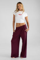 Wide Leg Pants - Cherry Cola - LEELO ACTIVE
