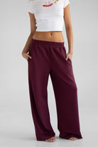 Wide Leg Pants - Cherry Cola - LEELO ACTIVE