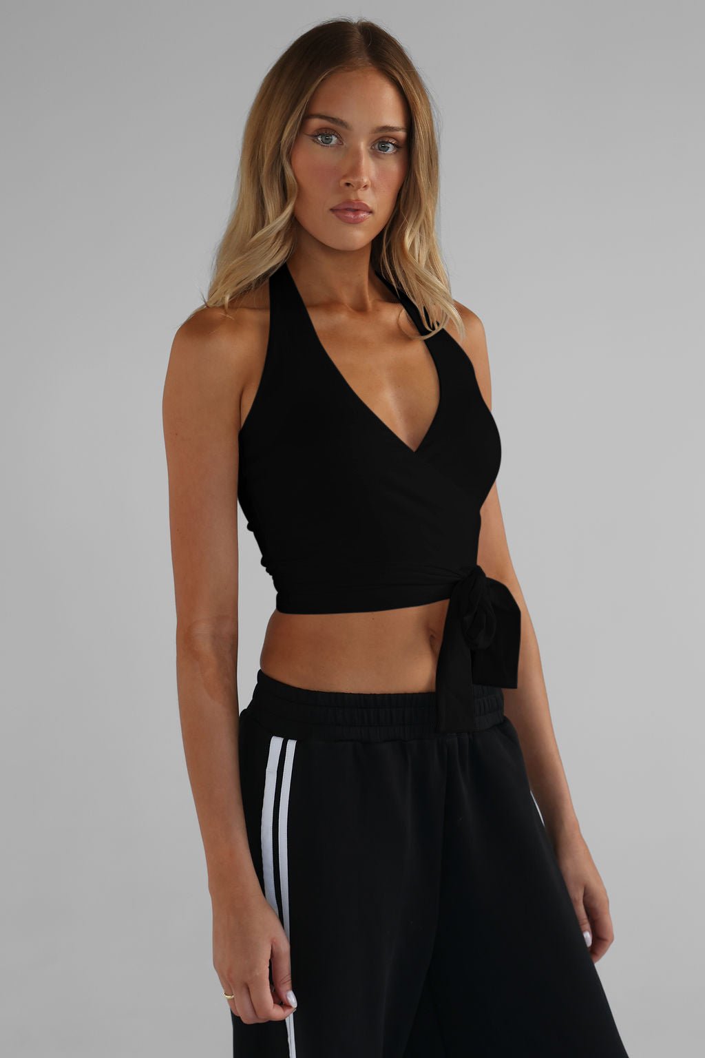 Wrap Halter Top - Black - LEELO ACTIVE