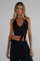 Wrap Halter Top - Black - LEELO ACTIVE