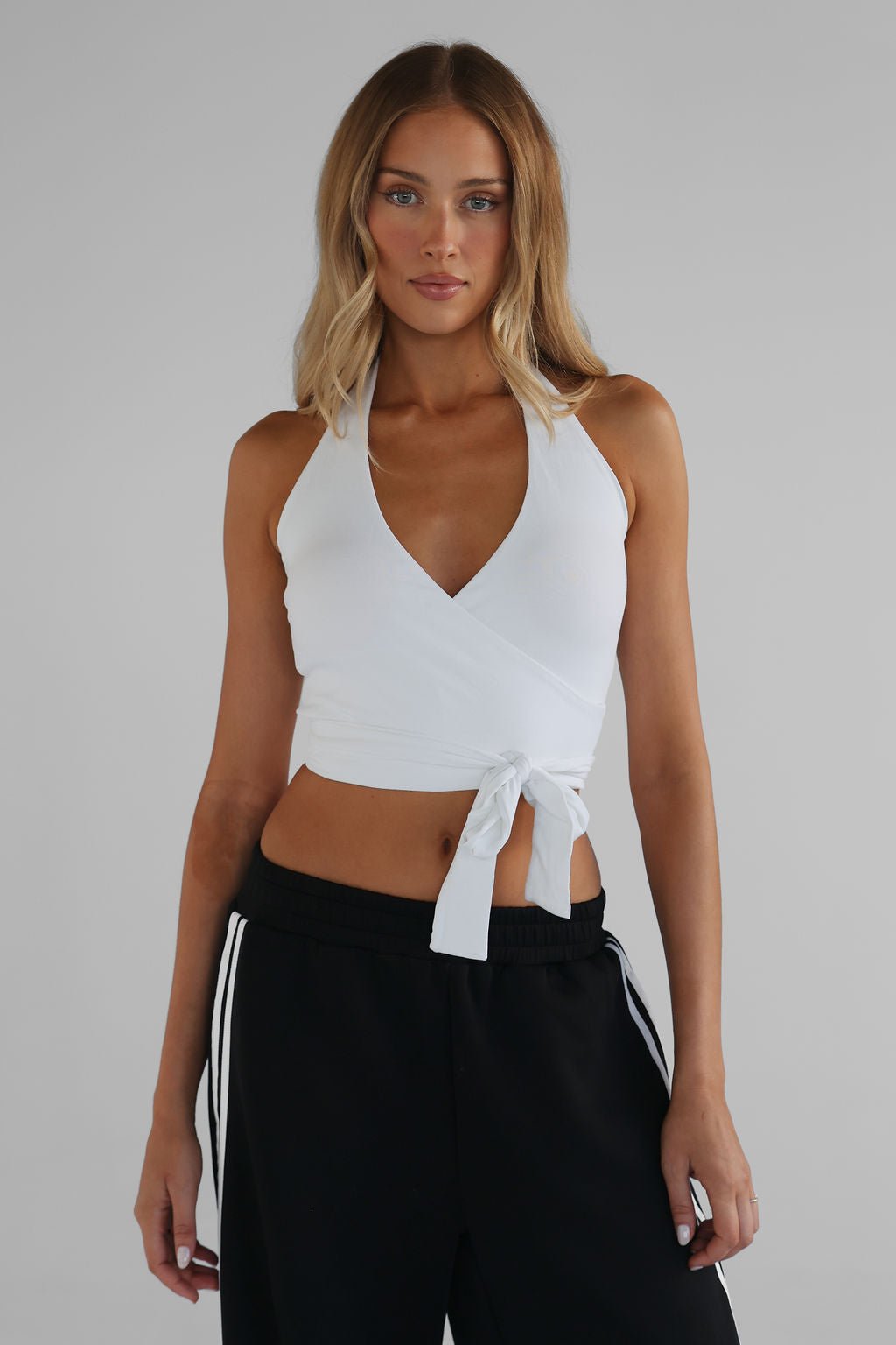 Wrap Halter Top - White - LEELO ACTIVE