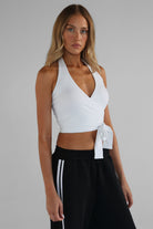 Wrap Halter Top - White - LEELO ACTIVE