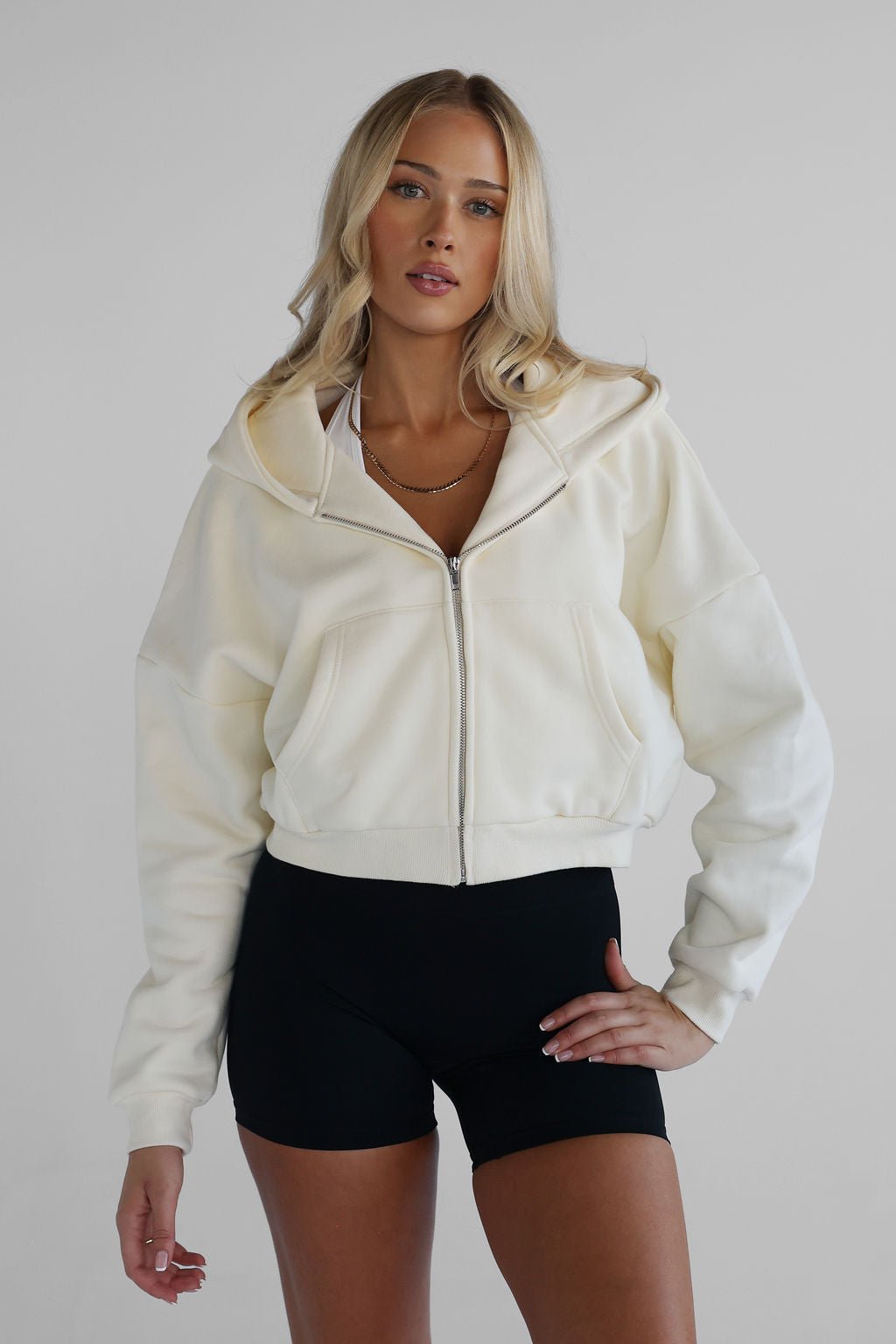 Zip Hoodie - Cream Puff - LEELO ACTIVE