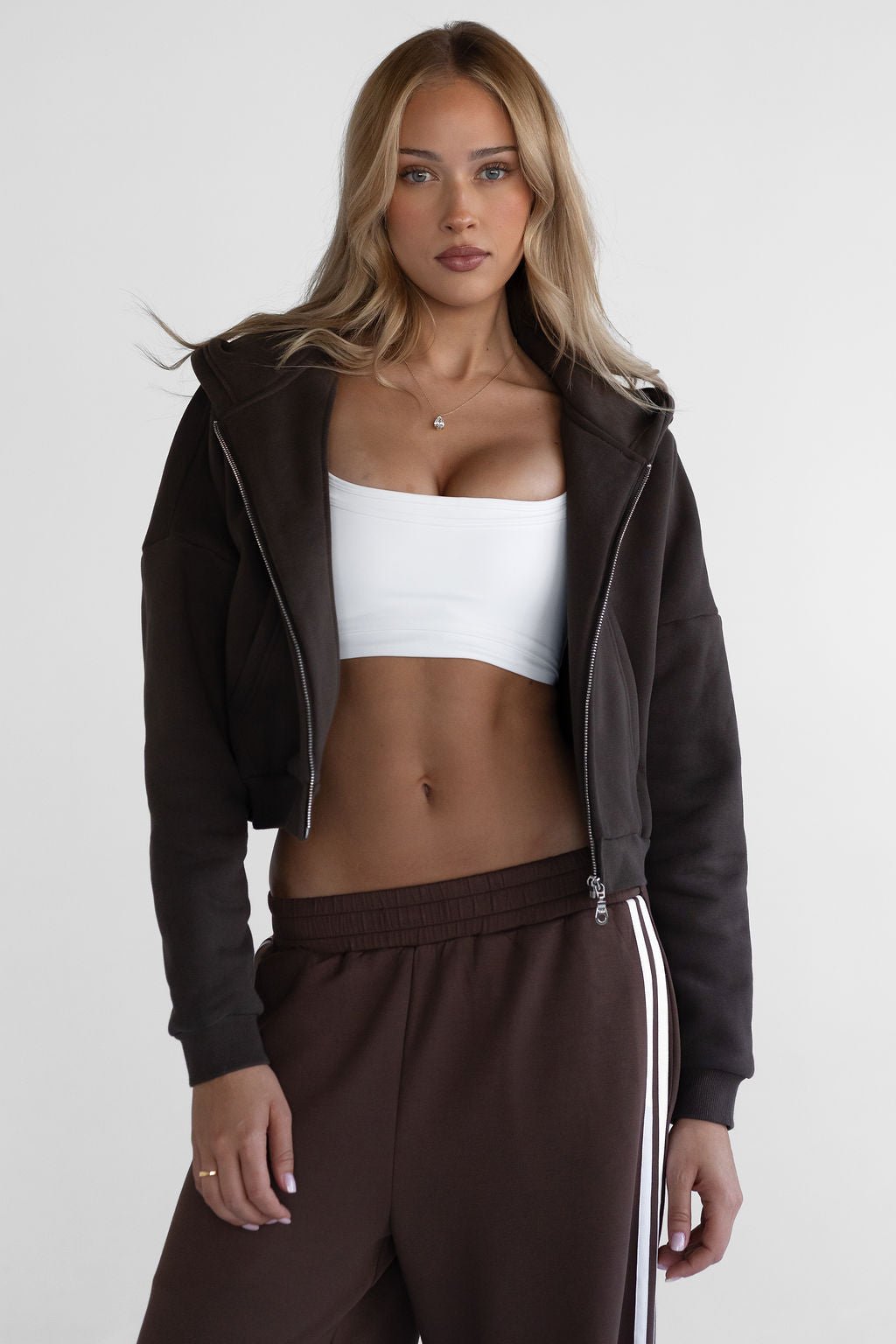 Zip Hoodie - Dark Chocolate - LEELO ACTIVE