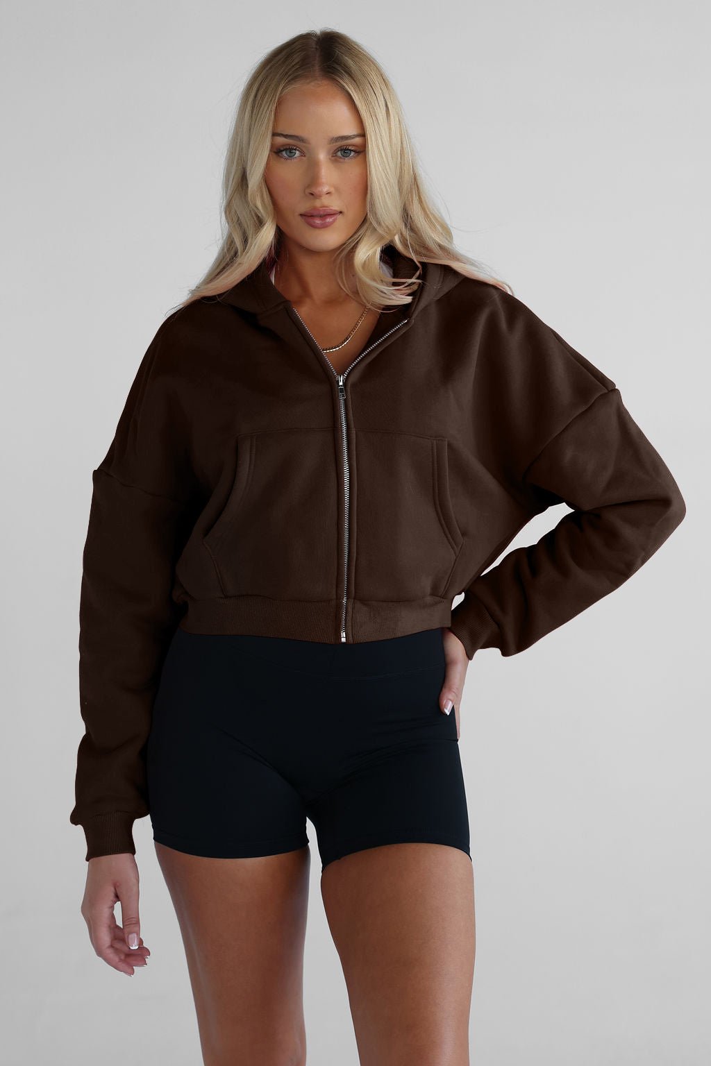 Zip Hoodie - Dark Chocolate - LEELO ACTIVE