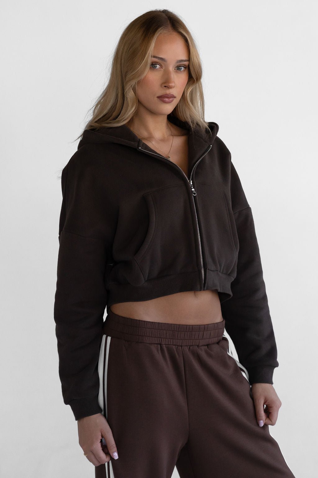 Zip Hoodie - Dark Chocolate - LEELO ACTIVE