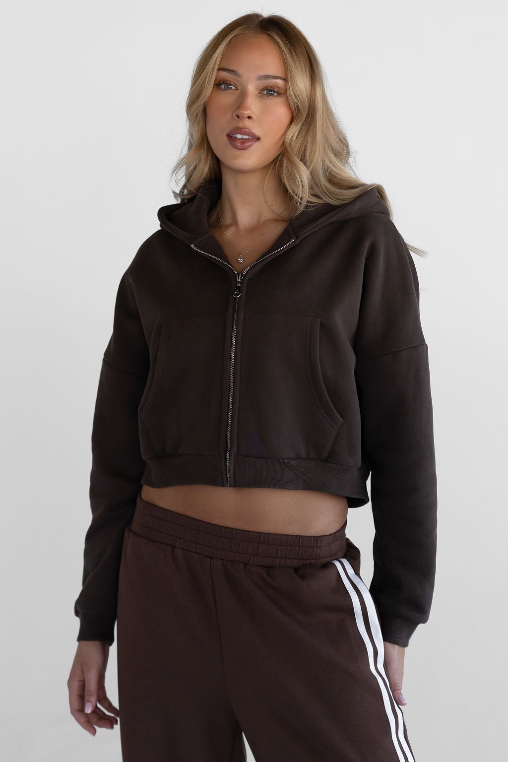 Zip Hoodie - Dark Chocolate - LEELO ACTIVE
