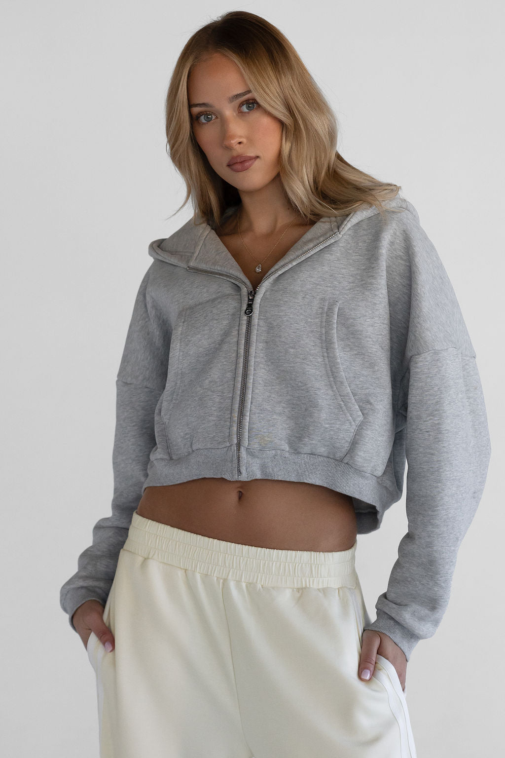 Zip Hoodie - Heather Grey - LEELO ACTIVE