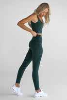 Brooklyn Green Pocket Leggings - Full Length - LEELO ACTIVE