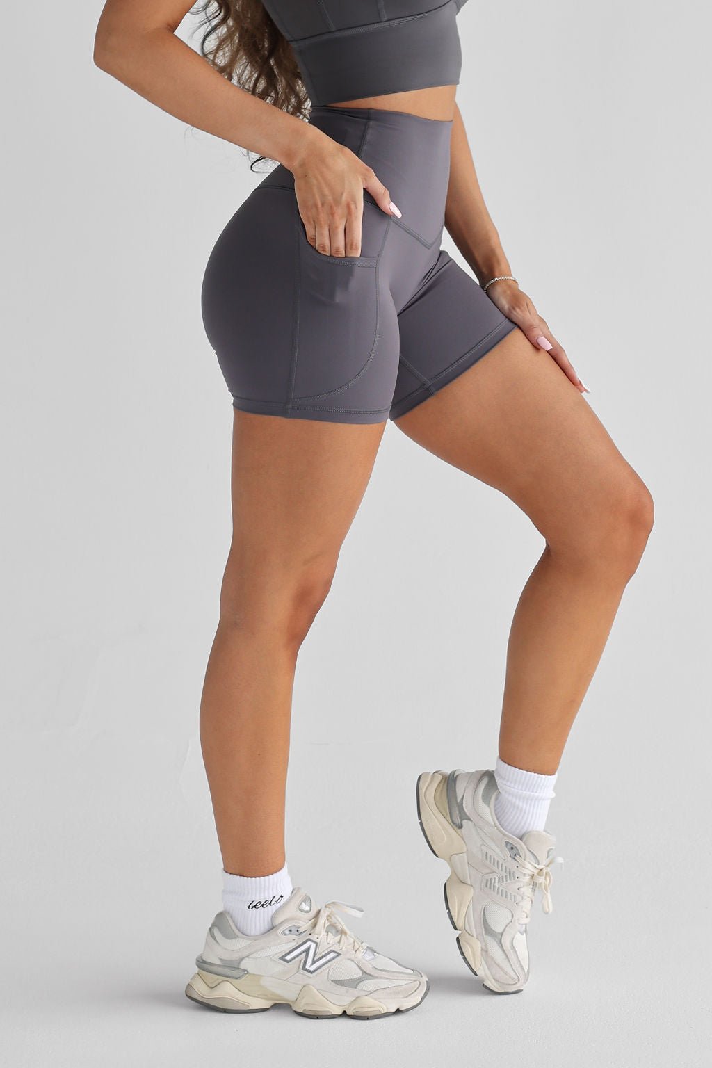 Charcoal Pocket Bike Shorts - LEELO ACTIVE