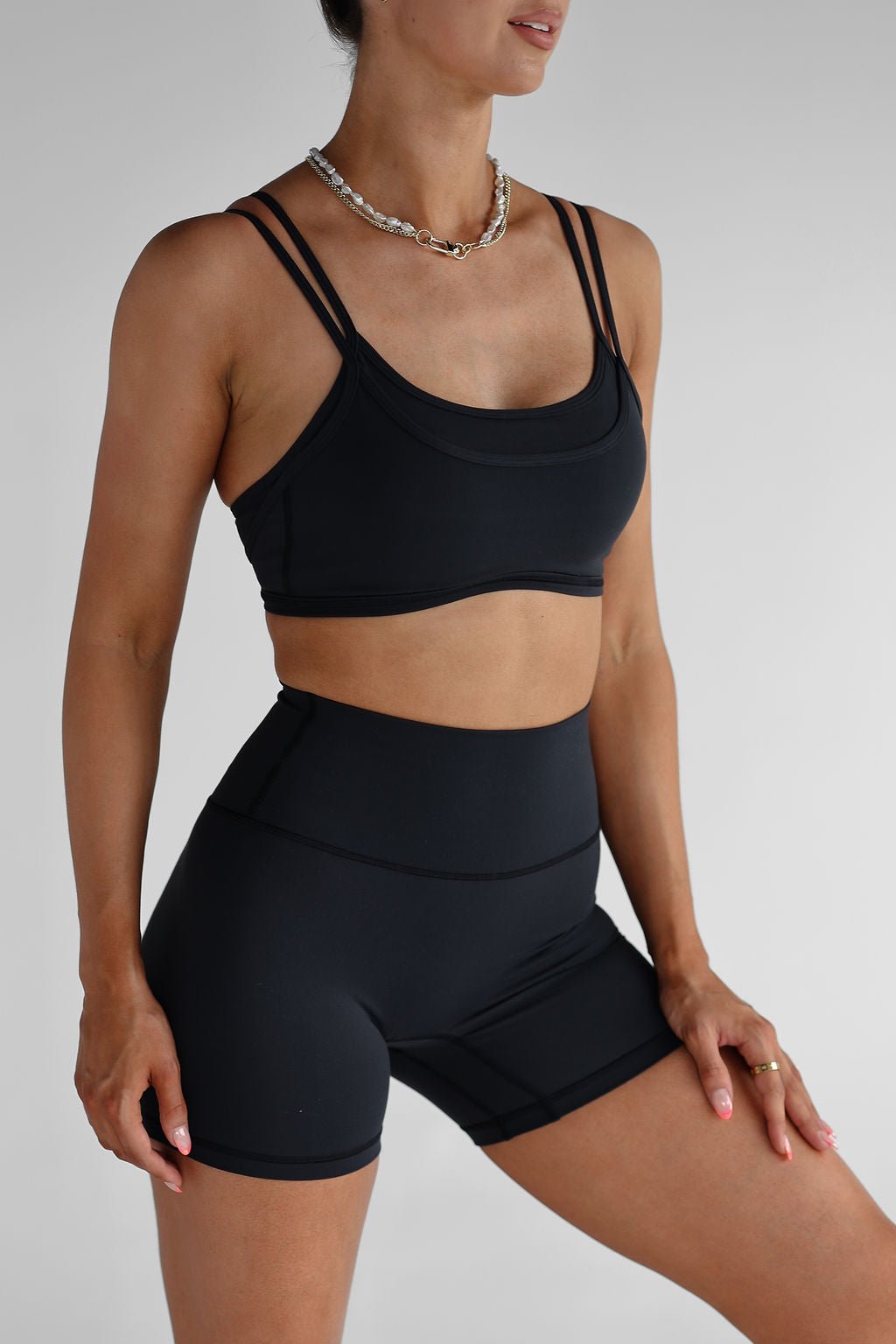 Double Layer Crop - Black - LEELO ACTIVE