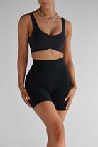 Extra High Waist Bike Shorts - Black - LEELO ACTIVE