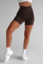 Extra High Waist Bike Shorts - Mocha - LEELO ACTIVE