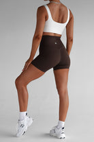 Extra High Waist Bike Shorts - Mocha - LEELO ACTIVE