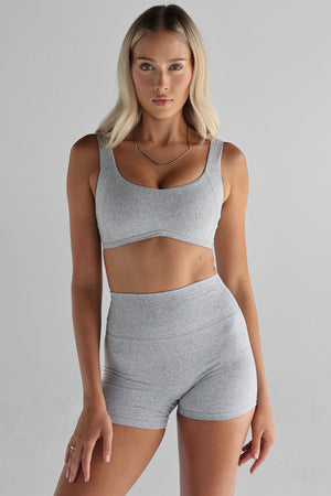 Grey Marl Cotton Luxe Stitch Sports Top