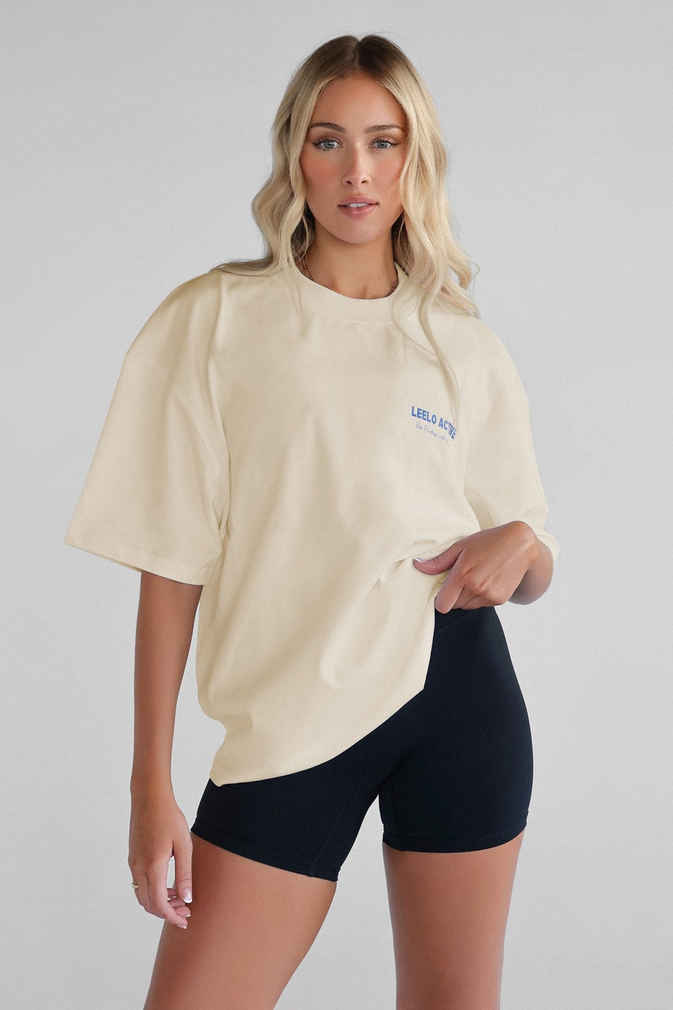 Pilates Collection Boyfriend Tee - French Vanilla - LEELO ACTIVE