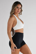 Ribbed Halter Neck Crop - White - LEELO ACTIVE