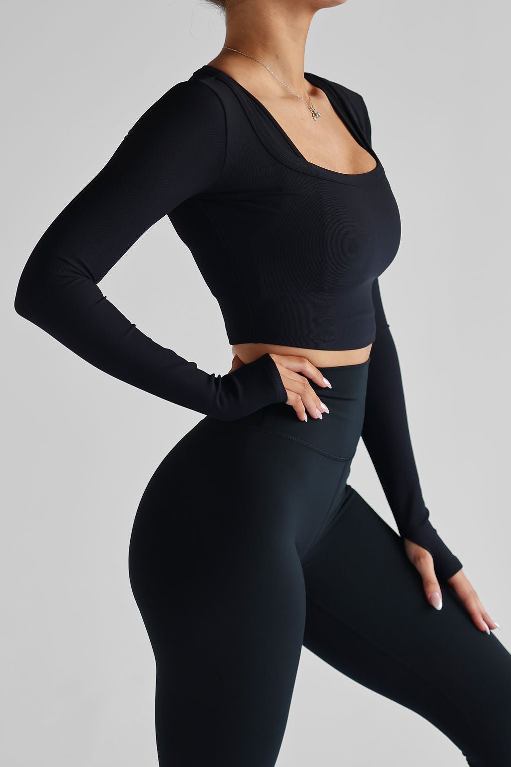 Ribbed Long Sleeve Crop - Black, 5 Star Rated