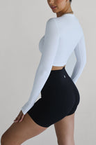 Ribbed Long Sleeve High Neck Crop - White - LEELO ACTIVE