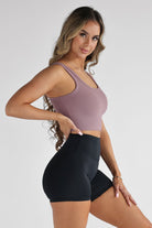 Ribbed Scoop Neck Crop - Mauve - LEELO ACTIVE