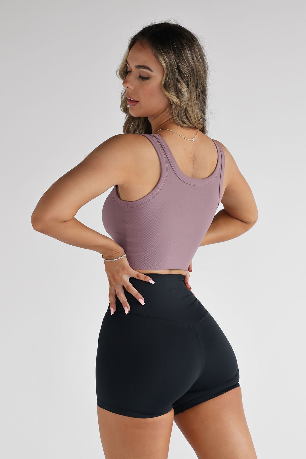 Ribbed Scoop Neck Crop - Mauve - LEELO ACTIVE