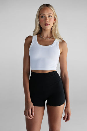 Ribbed Scoop Neck Crop - Ivory, 5 Star Rated