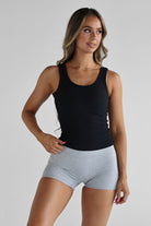 Ribbed Scoop Neck Tank - Black (SHIPPING FROM 9/06) - LEELO ACTIVE