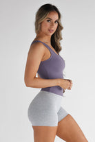 Ribbed Scoop Neck Tank - Deep Purple - LEELO ACTIVE