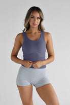 Ribbed Scoop Neck Tank - Deep Purple - LEELO ACTIVE