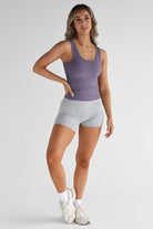 Ribbed Scoop Neck Tank - Deep Purple - LEELO ACTIVE