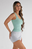 Ribbed Scoop Neck Tank - Seafoam - LEELO ACTIVE