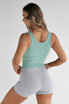 Ribbed Scoop Neck Tank - Seafoam - LEELO ACTIVE