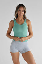 Ribbed Scoop Neck Tank - Seafoam - LEELO ACTIVE