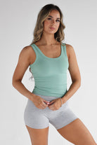 Ribbed Scoop Neck Tank - Seafoam - LEELO ACTIVE