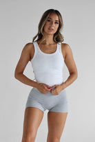 Ribbed Scoop Neck Tank - White (SHIPPING FROM 9/06) - LEELO ACTIVE