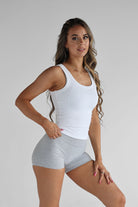 Ribbed Scoop Neck Tank - White (SHIPPING FROM 9/06) - LEELO ACTIVE