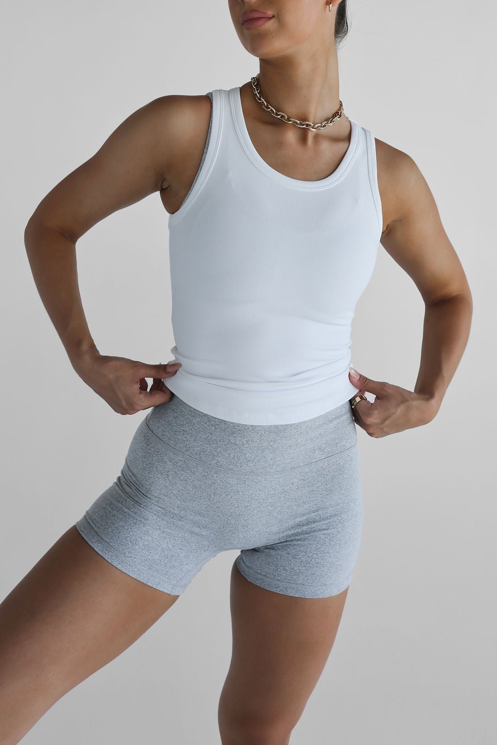 Ribbed Tank - White - LEELO ACTIVE